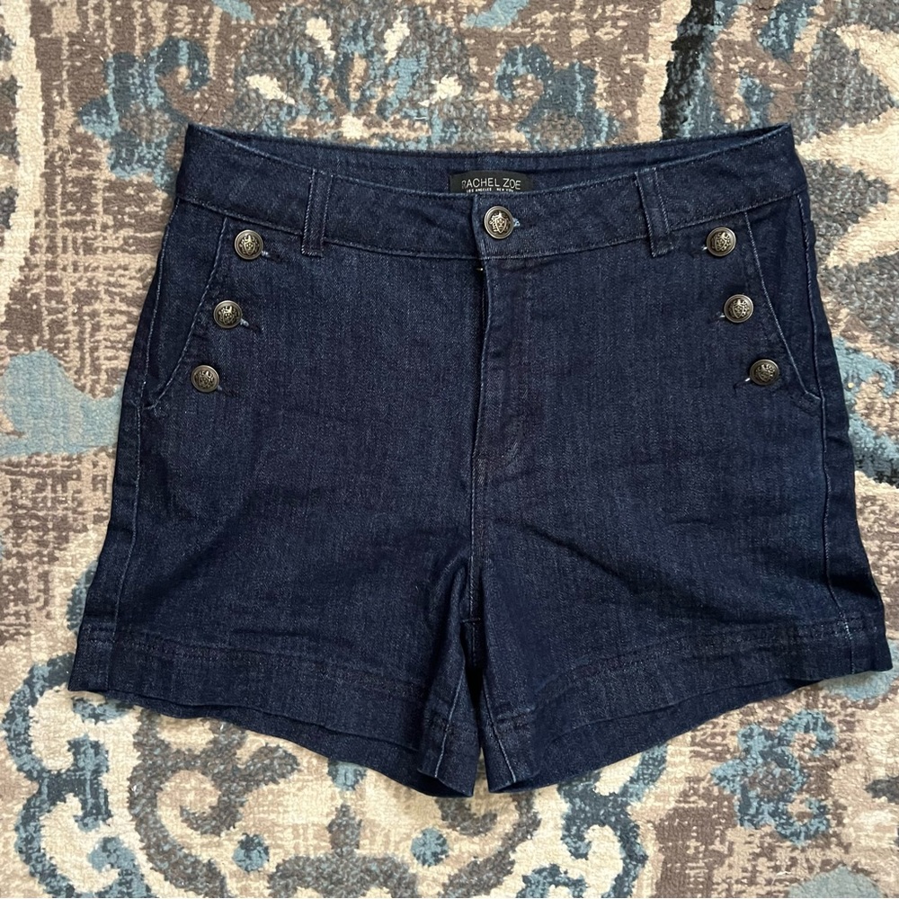Rachel Zoe Dark Indigo High-Rise Sailor Jean Shorts